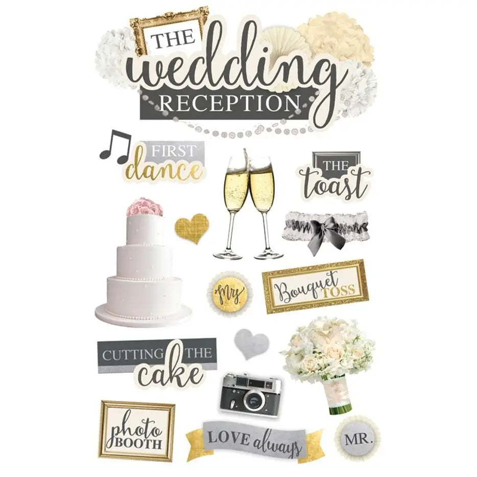 Paper House WEDDING RECEPTION 3D Stickers 16pc