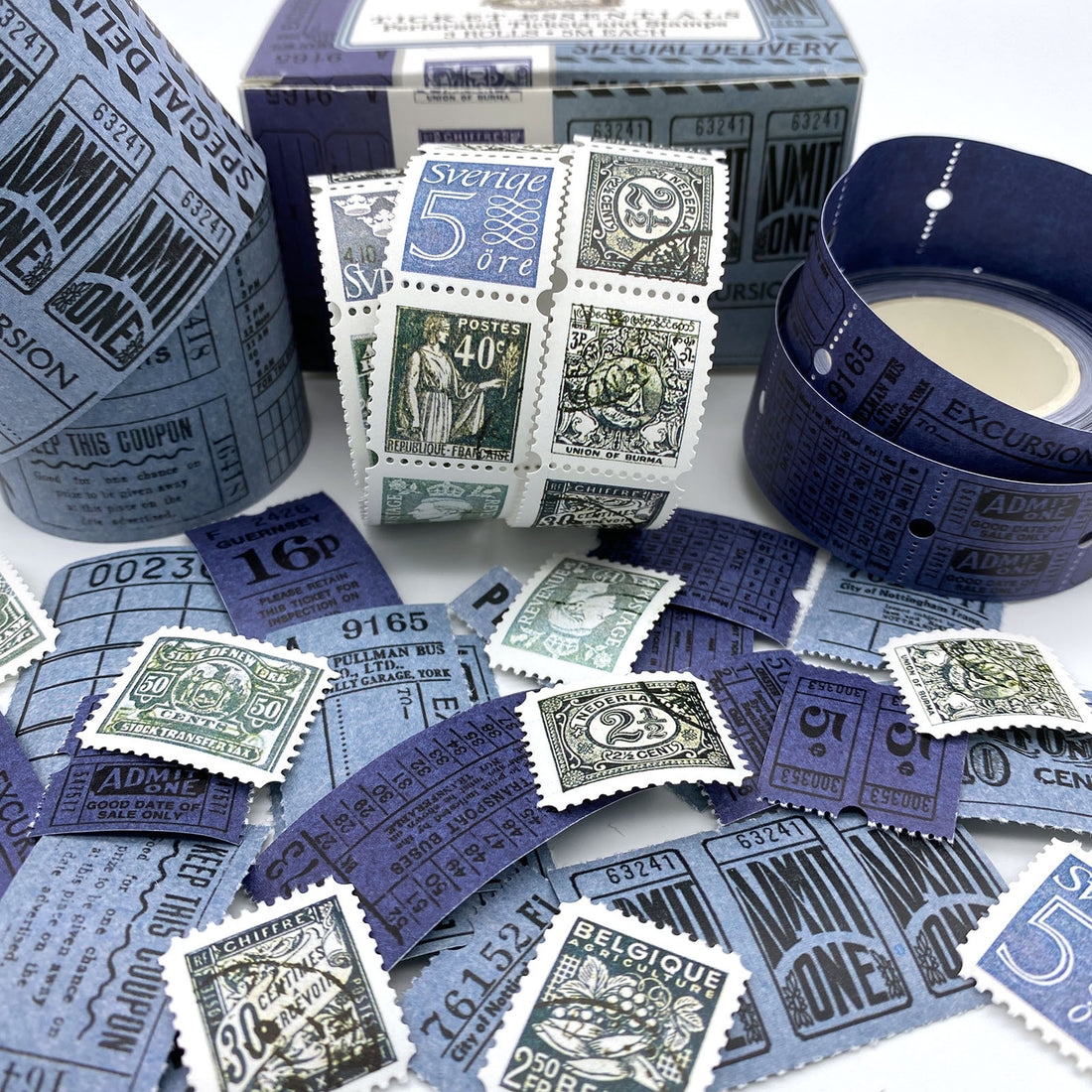 49 and Market Vintage Bits TICKET ESSENTIALS MARINER Perforated Tickets & Stamps 3 Rolls @Scrapbooksrus