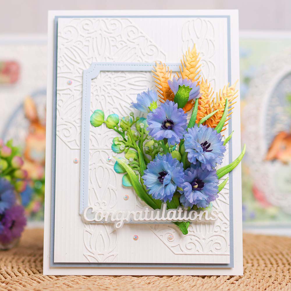 Elizabeth Craft FLORAL GREENERY 3 Metal Dies 6pc