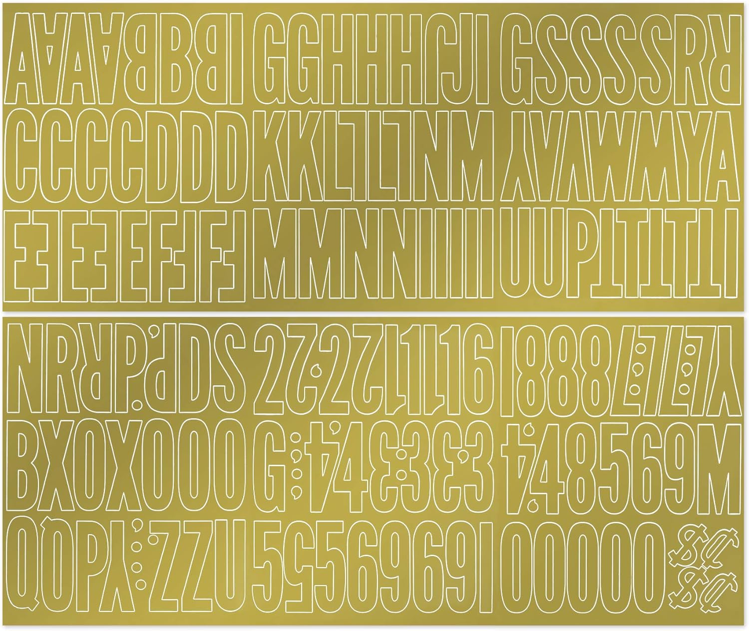 Duro Vinyl Stickers GOTHIC GOLD Letter &amp; Numbers 1-3 inch
