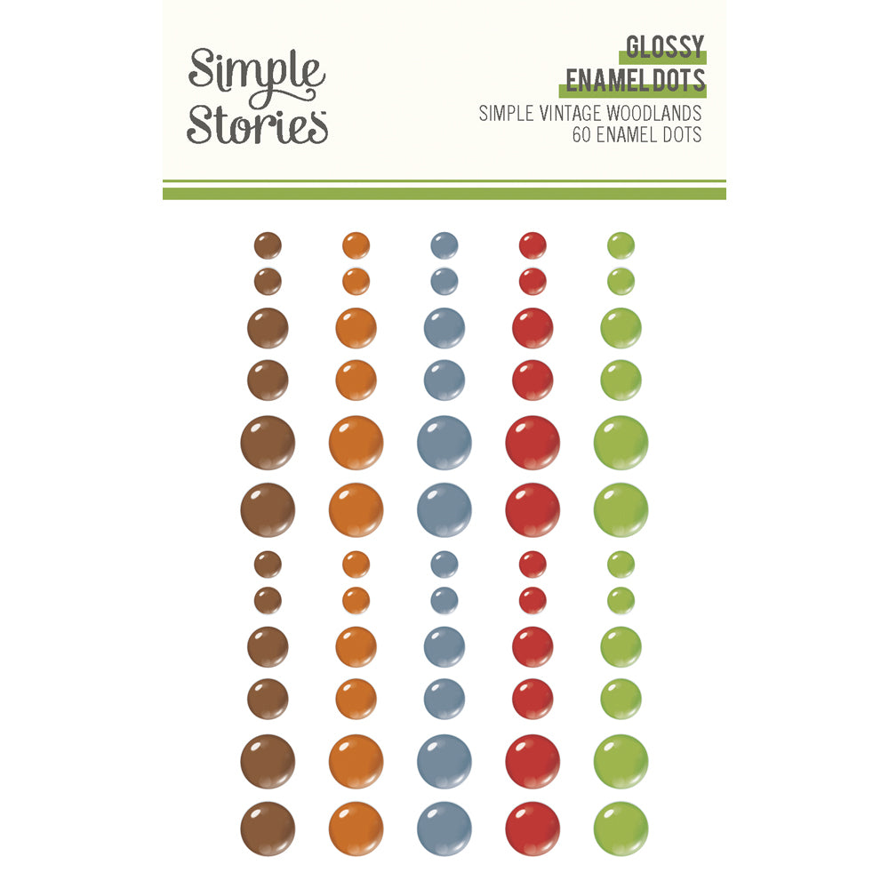 Simple Stories Simple Vintage WOODLANDS Glossy Enamel Dots 60pc