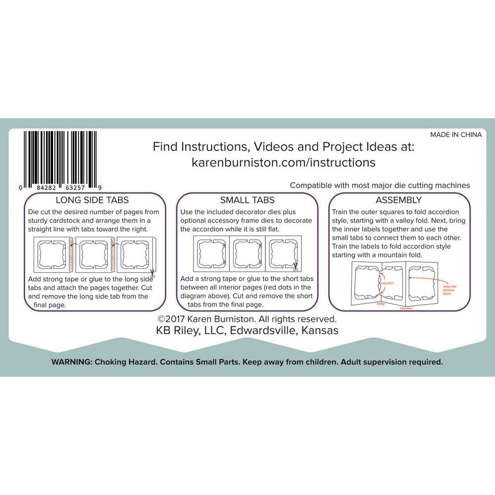 Karen Burniston FANCY LABEL ACCORDION Craft Die Set 6pc