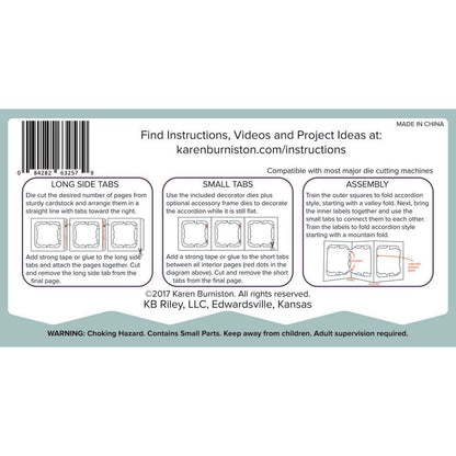 Karen Burniston FANCY LABEL ACCORDION Craft Die Set 6pc