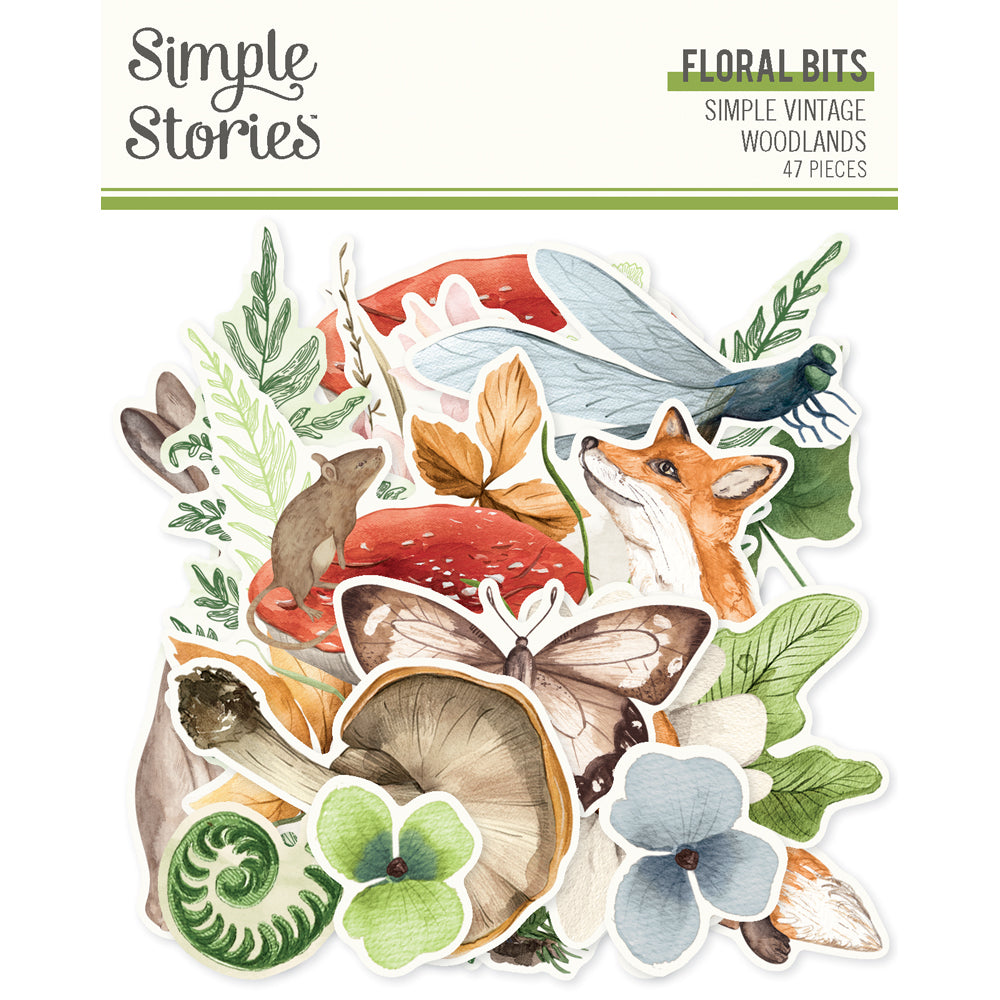 Simple Stories Simple Vintage WOODLANDS Floral Bits 47pc