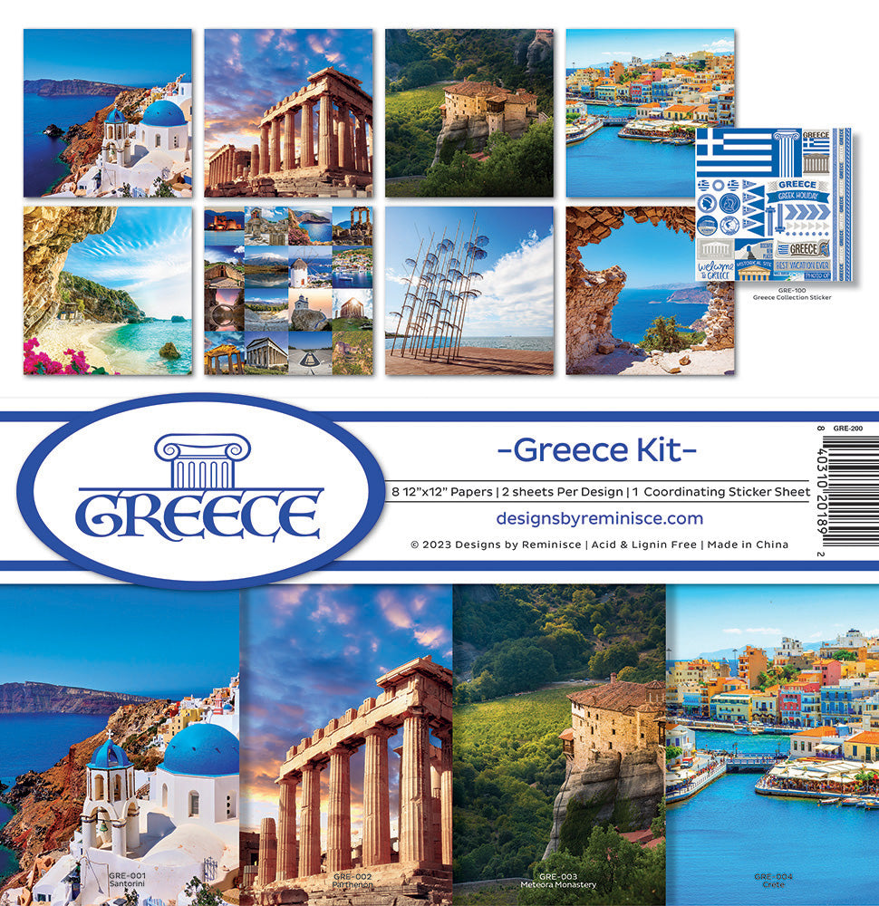 Reminisce GREECE 12"X12" Scrapbook Kit 9pc