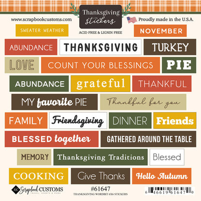 THANKSGIVING PLAID TURKEY KIT 12X12 Scrapbook Paper Stickers 5pc