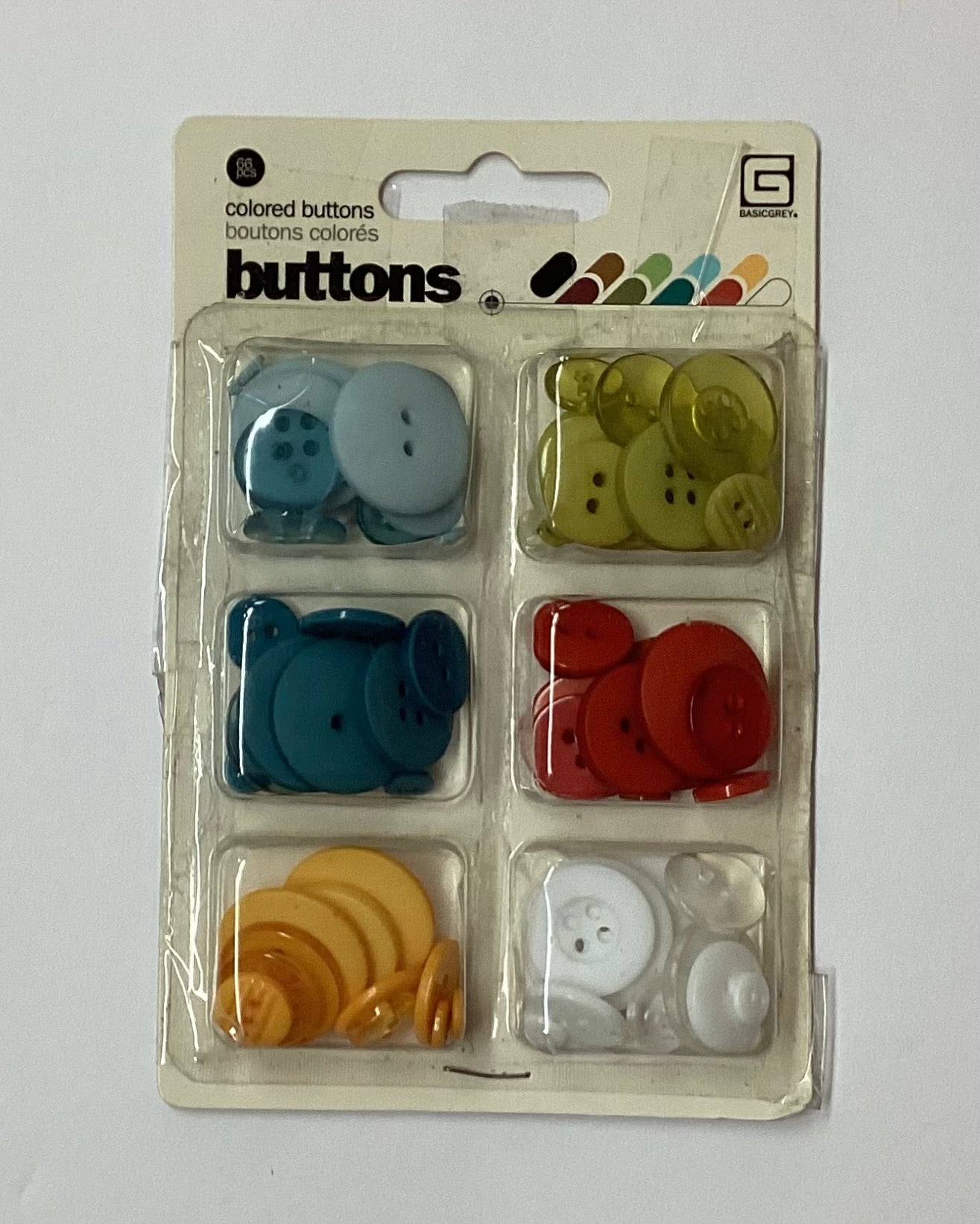 Basic Grey COLORED BUTTONS 66pc