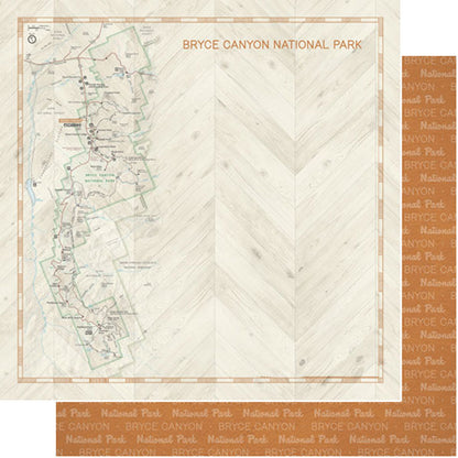 Scrapbook Customs NATIONAL PARK MAP AND WORDS 12&quot;X12&quot; Scrapbook Paper