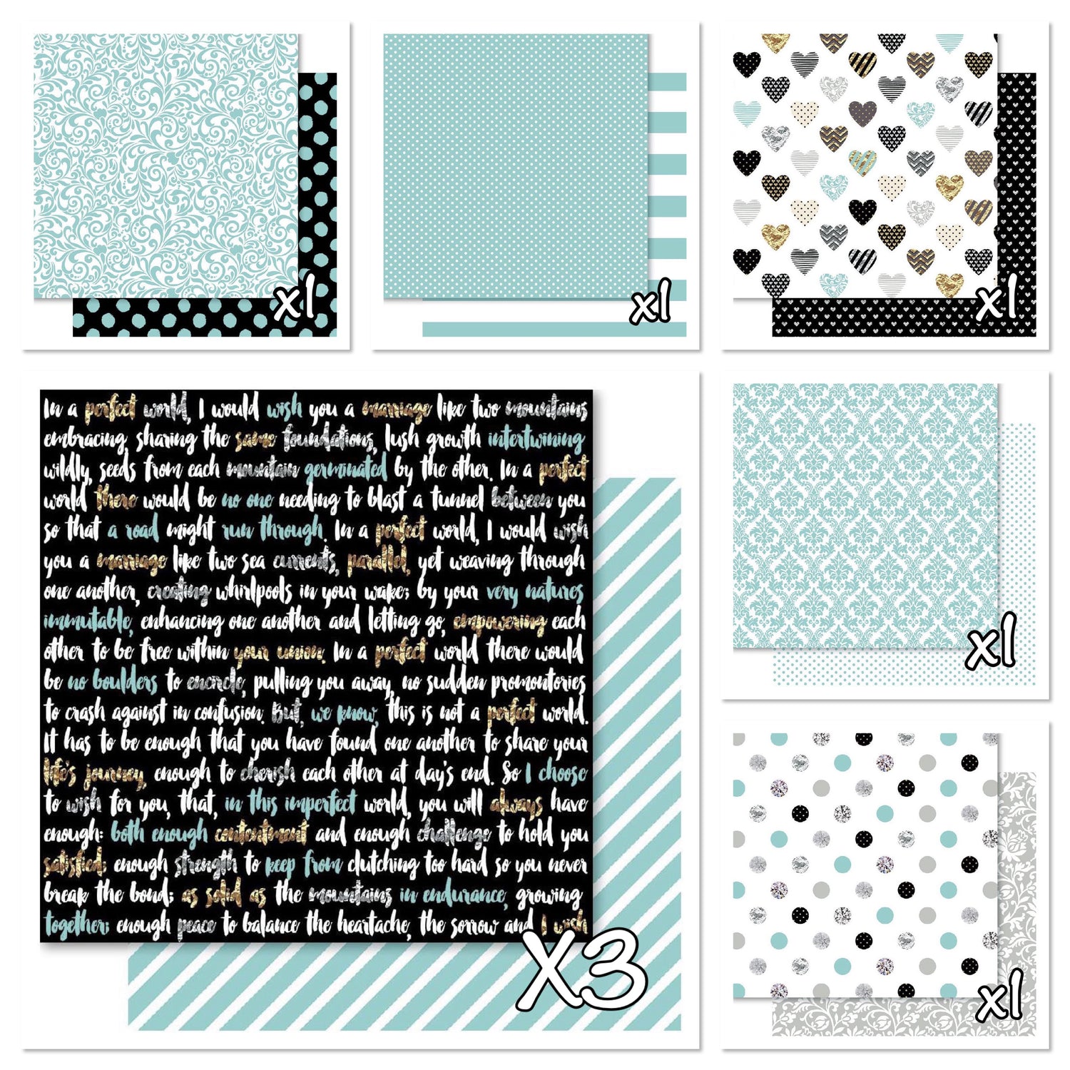 Bella! New York Paperz PERFECT WORLD 12"X12" Scrapbook Paper Pack