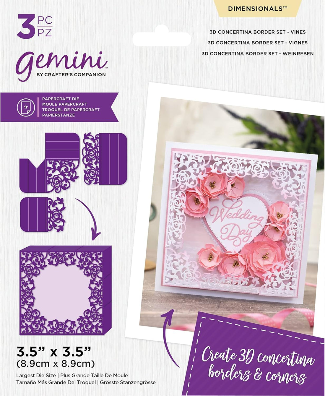 Gemini VINES 3D Concertina Boarder Set Metal Cutting Dies 3pc