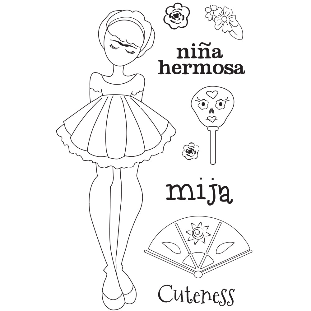 Prima Julie Nutting Cling Stamp MIJA DOLL 9pc