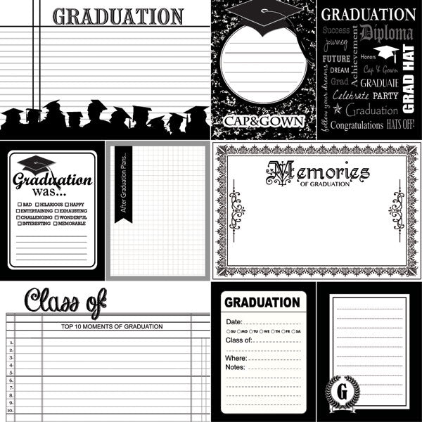 Scrapbook Customs CONGRATULATIONS GRADUATE 12”X12” Paper Pack 12pc