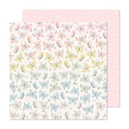 Crate Paper GINGHAM GARDEN ALIGHT 12”X12” Scrapbook Paper