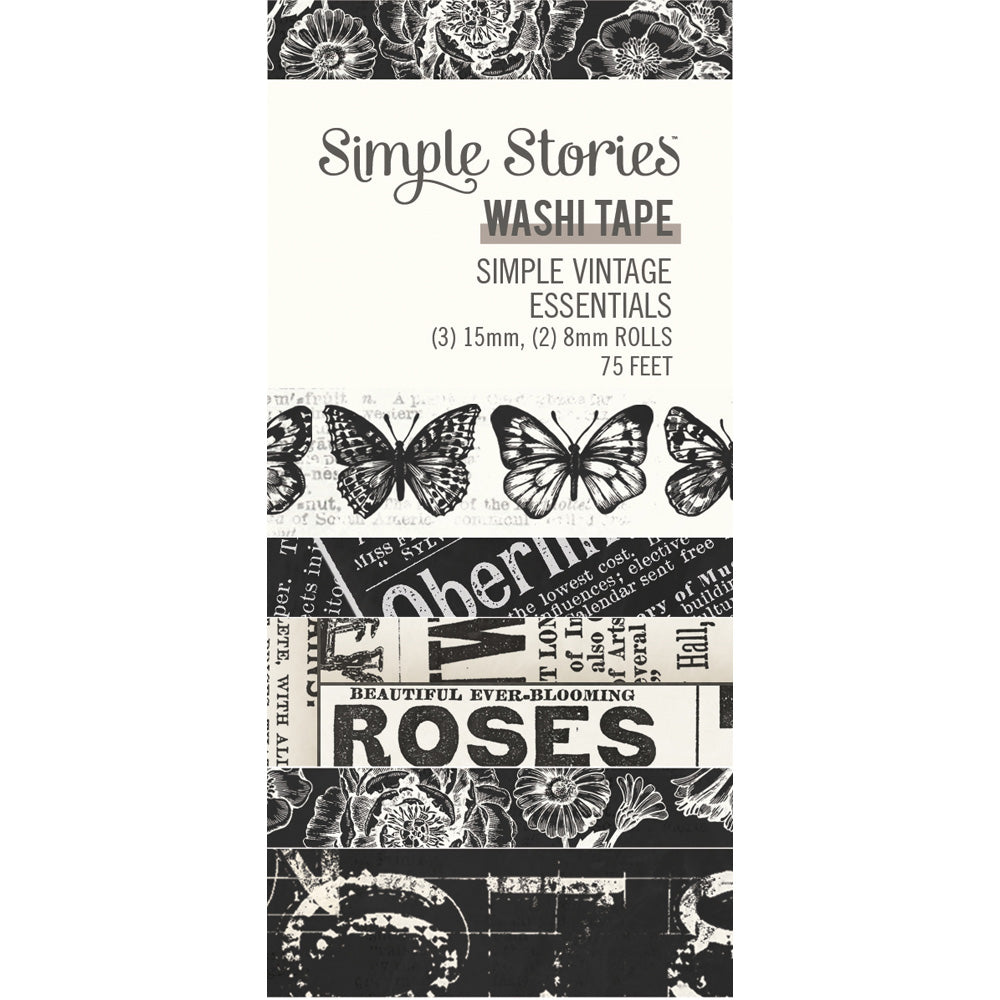 Simple Stories SIMPLE VINTAGE ESSENTIALS Washi Tape 5 Rolls