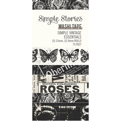 Simple Stories SIMPLE VINTAGE ESSENTIALS Washi Tape 5 Rolls