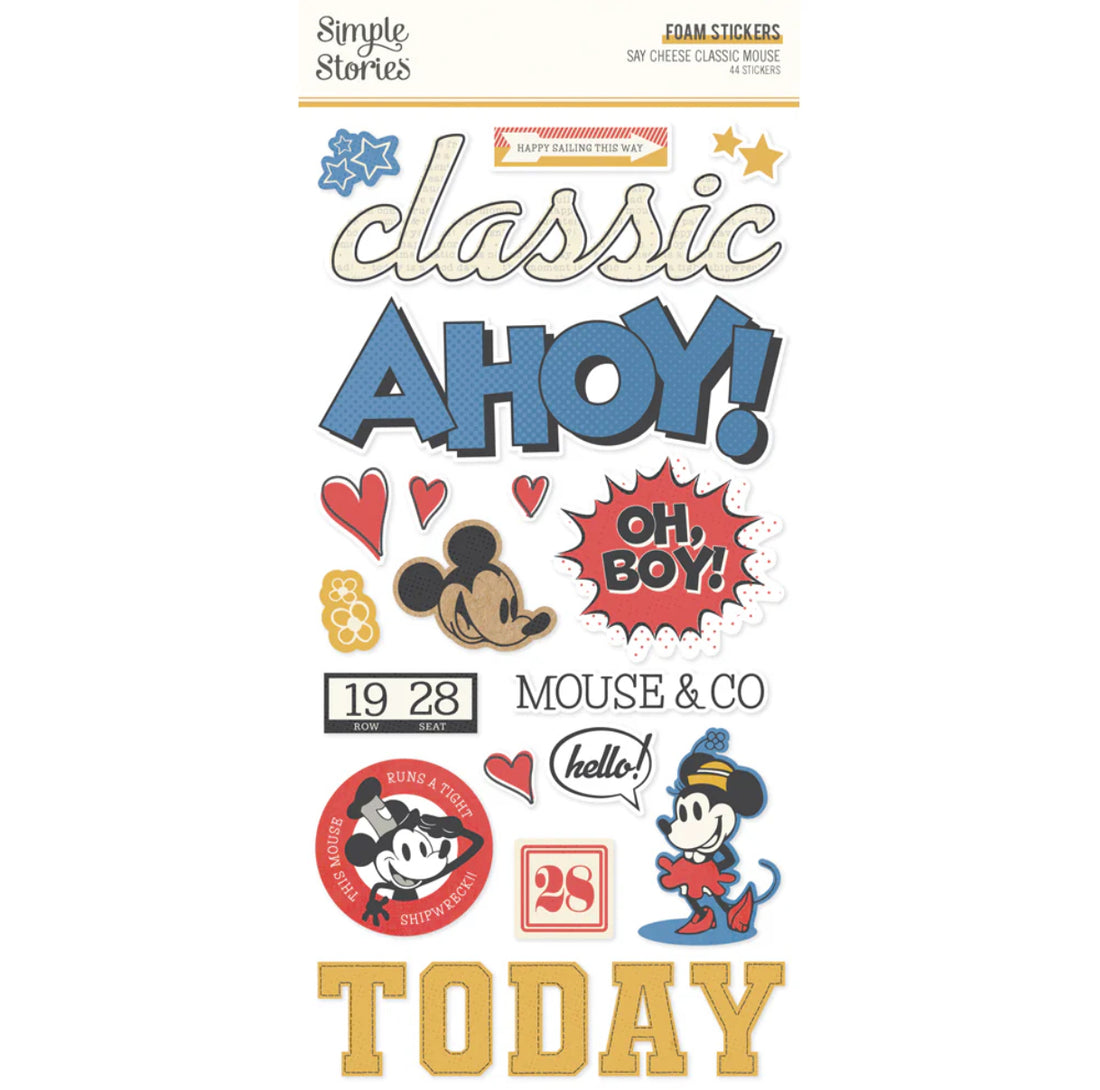 Simple Stories SAY CHEESE CLASSIC MOUSE Foam Stickers 44pc