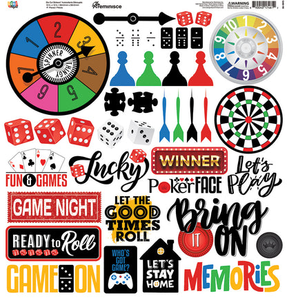 Reminisce GAME NIGHT 12&quot;X12&quot; DieCut Stickers 41pc