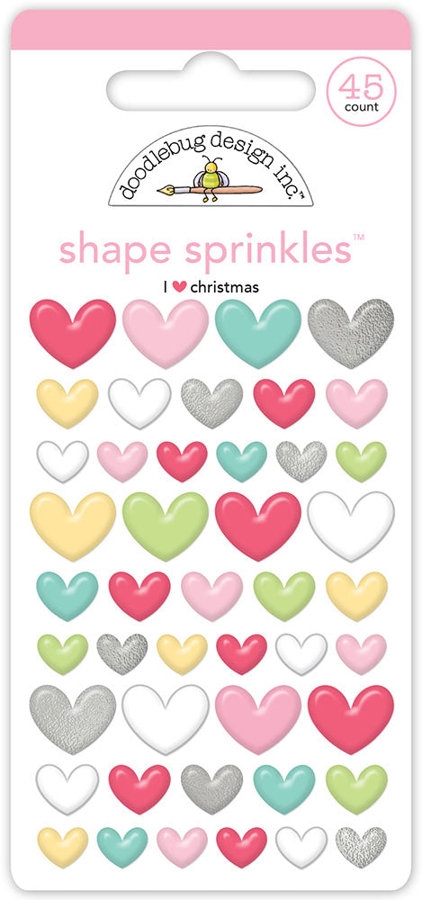 Doodlebug I LOVE CHRISTMAS Shape Sprinkles 45pc