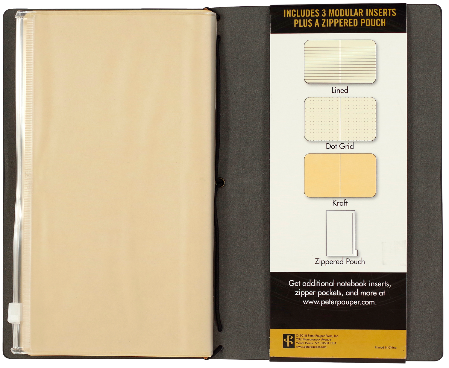 Peter Pauper VOYAGER BLACK Travel Journal Notebook