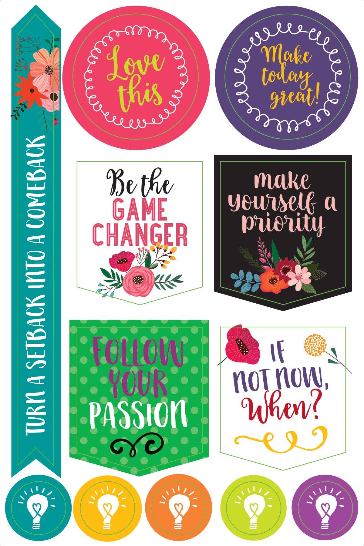 Peter Pauper Planner Stickers WAKE UP KICK ASS REPEAT Essentials