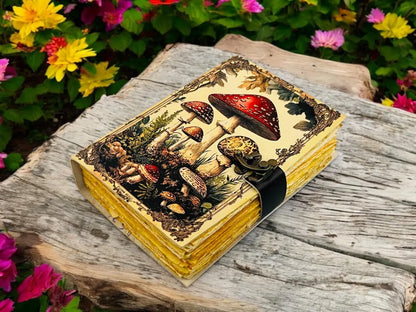 Soft Leather Journal Grimoire VINTAGE MUSHROOM Handmade Blank A7