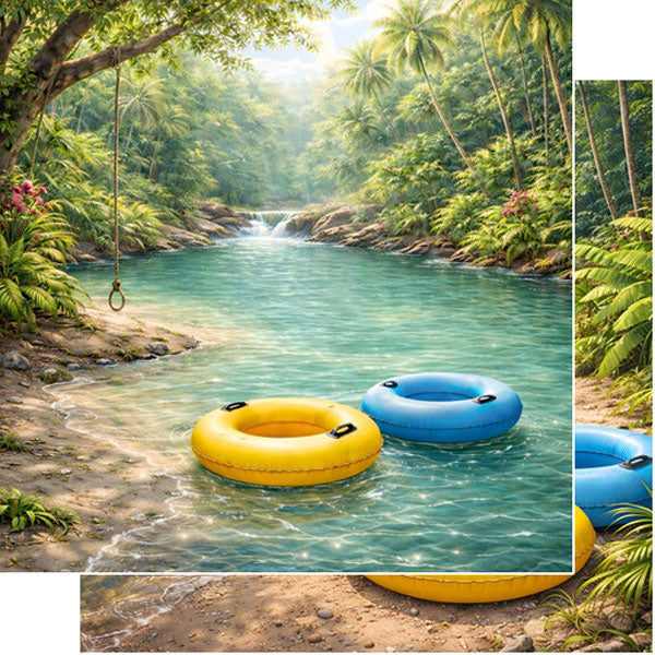 Scrapbook Customs RIVER TUBING EXCURSION 12"X12" Scrapbook Paper