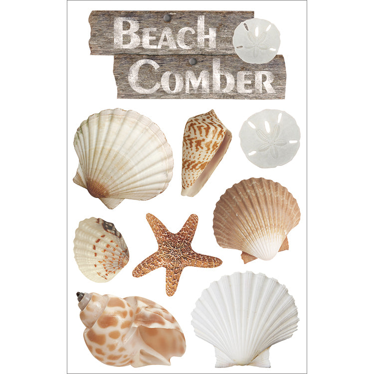 Paper House BEACH COMBER 3D Stickers 9pc