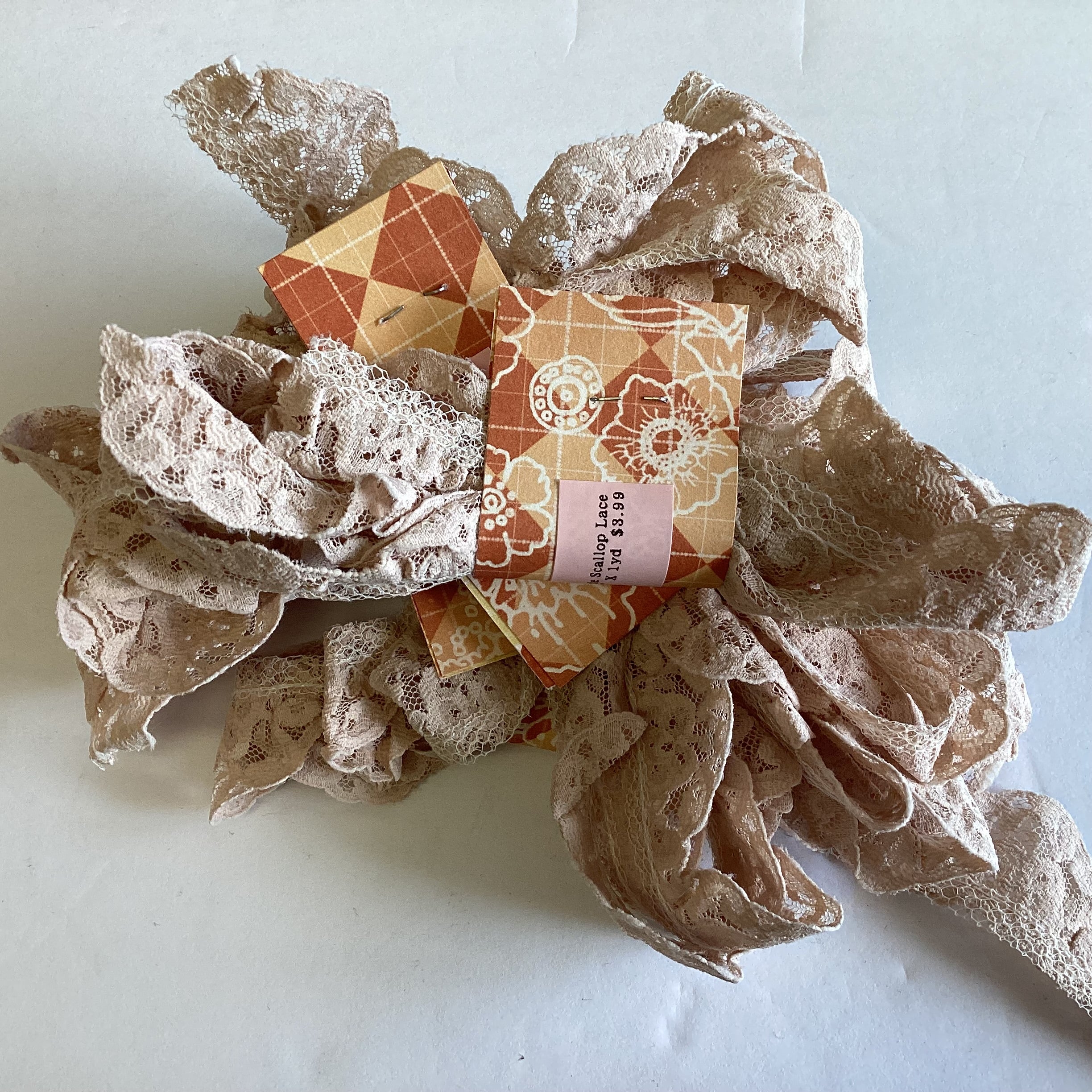 Scrapbooksrus Vintage NUDE SCALLOP LACE Ribbon Trim 1.25”X1yd