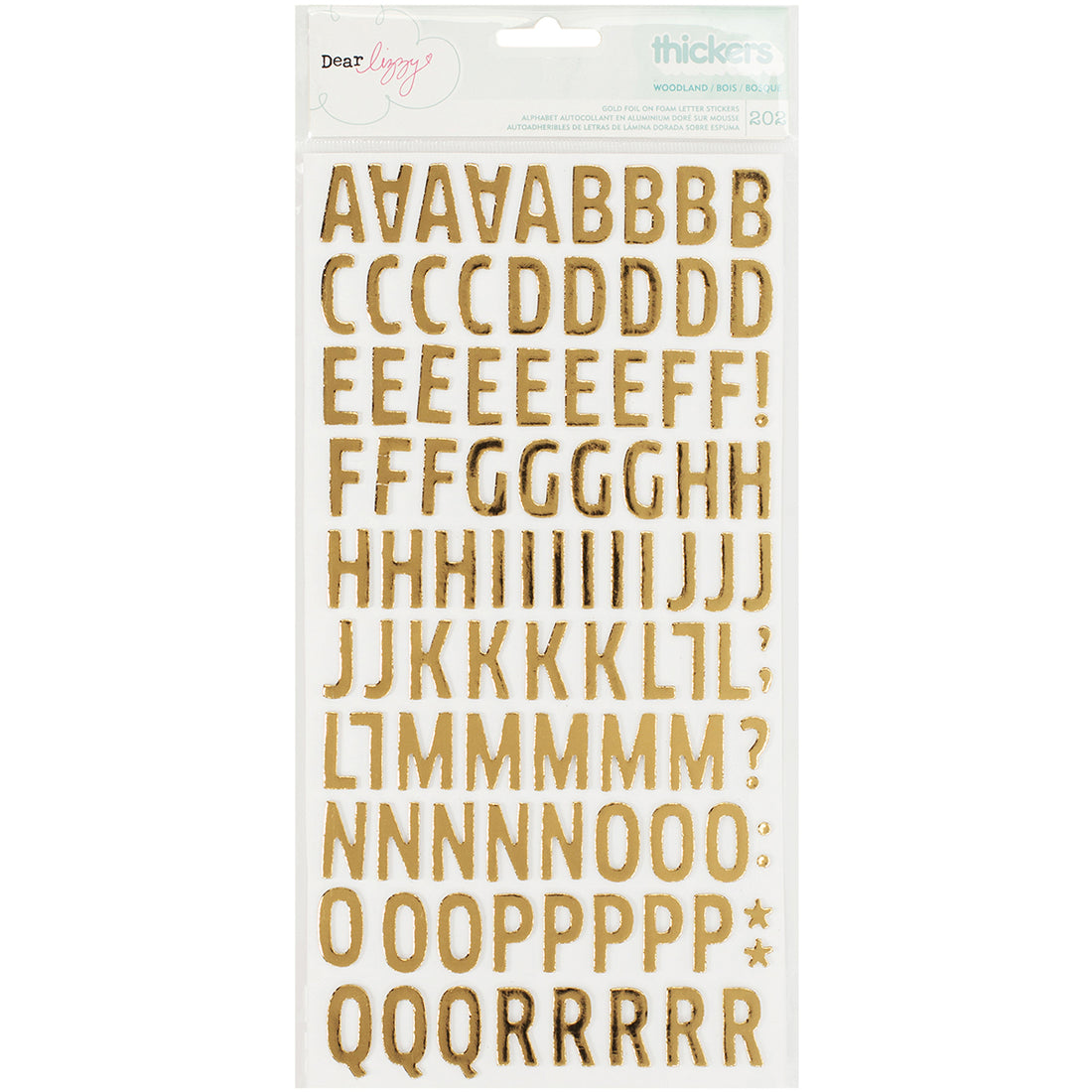 THICKERS Dear Lizzy Fine Dandy WOODLAND Gold Foil Foam Letter Stickers