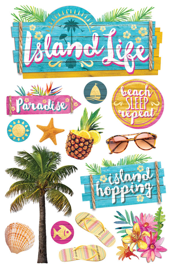 Paper House ISLAND LIFE 3D Stickers 15pc