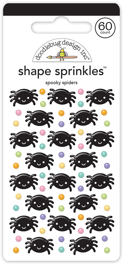 Doodlebug Sweet &amp; SPOOKY SPIDERS Shape Sprinkles Stickers 60pc