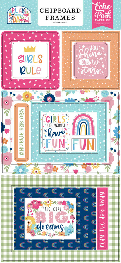 Echo Park PLAY ALL DAY GIRL Chipboard Frames