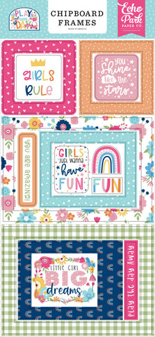 Echo Park PLAY ALL DAY GIRL Chipboard Frames