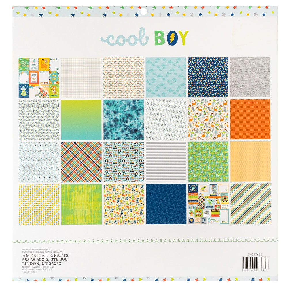 Pebbles COOL BOY 12”X12” Paper Pad 24 Sheets