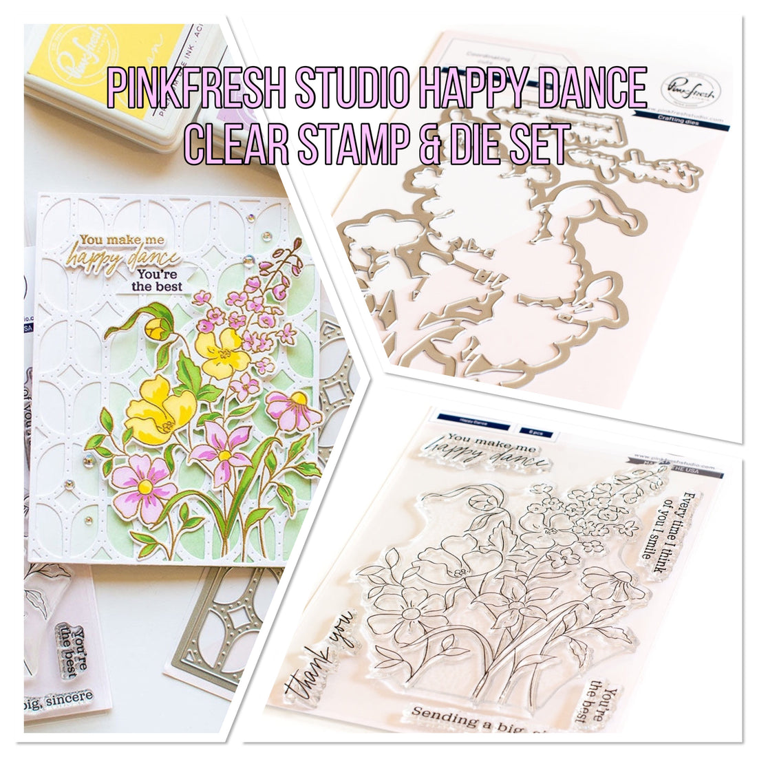 Pinkfresh Studio HAPPY DANCE Clear Stamp & Die Set 9pc