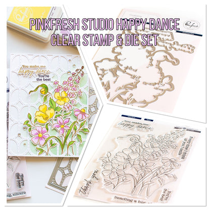 Pinkfresh Studio HAPPY DANCE Clear Stamp &amp; Die Set 9pc