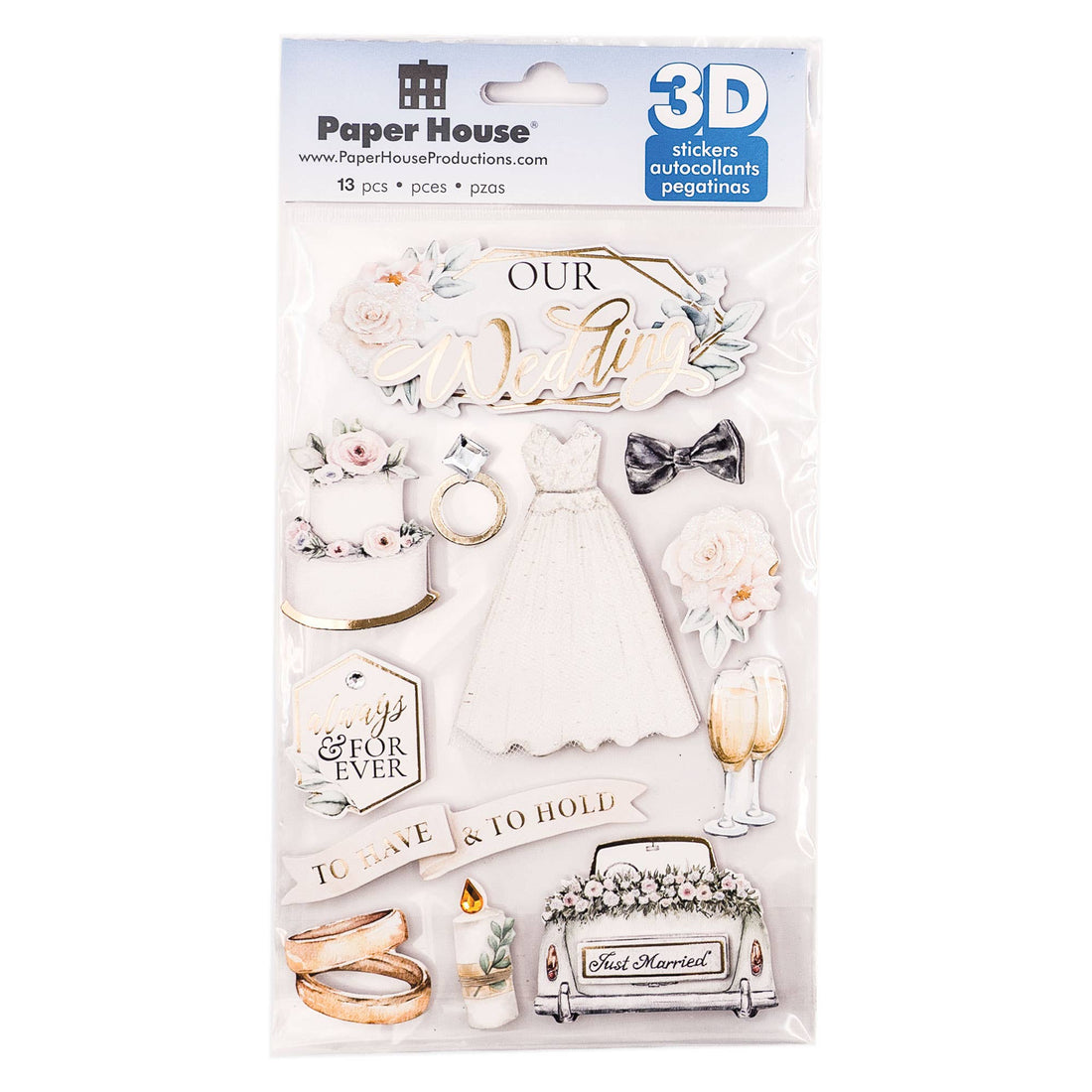 Paper House OUR WEDDING 3D Stickers 12pc