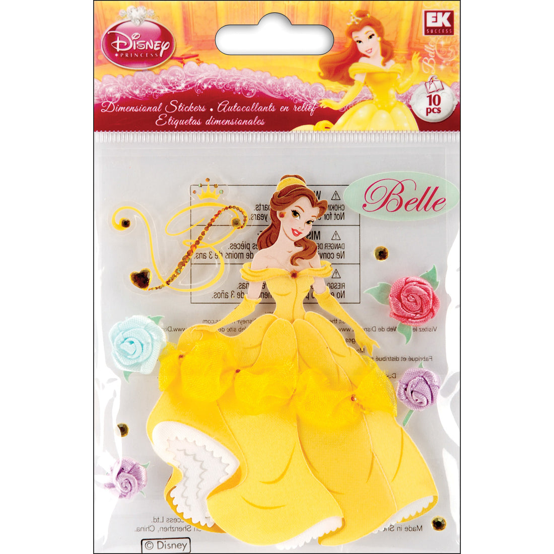 Disney Ek Success BELLE Princess Dimensional Stickers 10pc
