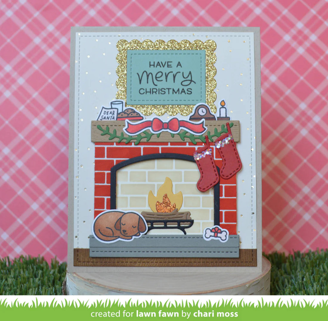 Lawn Fawn Cuts Shadow Box Card FIREPLACE ADD-ON Craft Dies