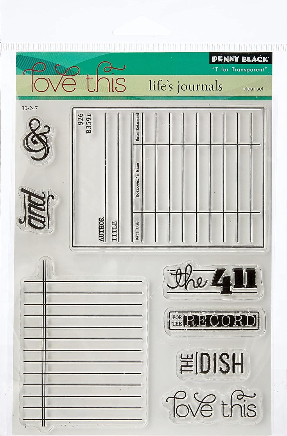 Penny Black LIFE’S JOURNALS Clear Stamps 8pc