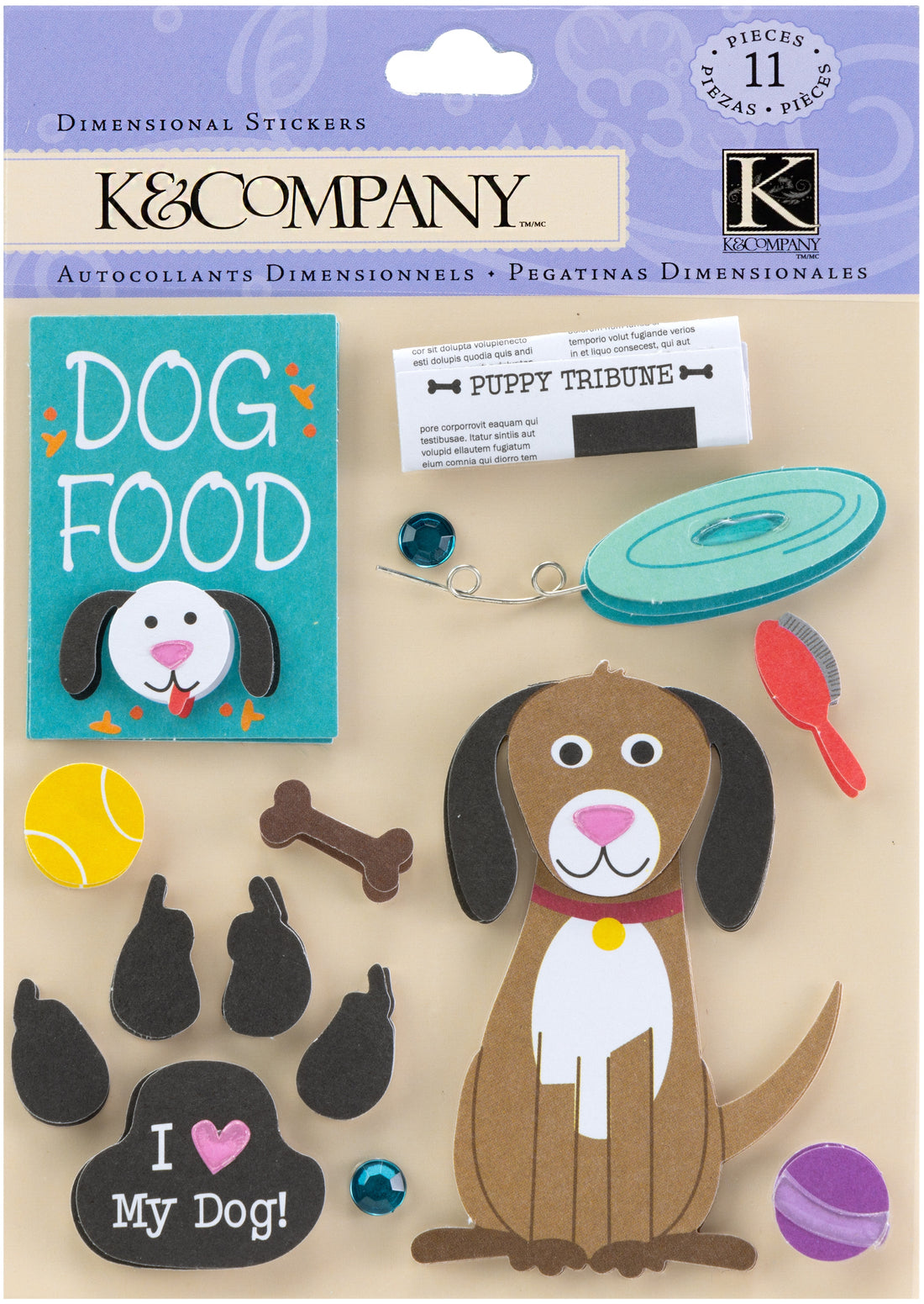K&amp;Company PUPPY LOVE Dimensional Stickers 11pc