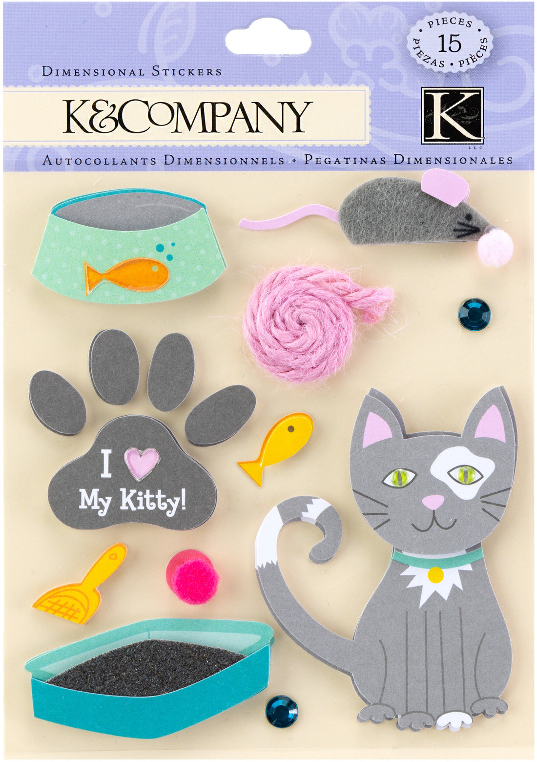 K&amp;Company KITTY LOVE Dimensional stickers 11pc