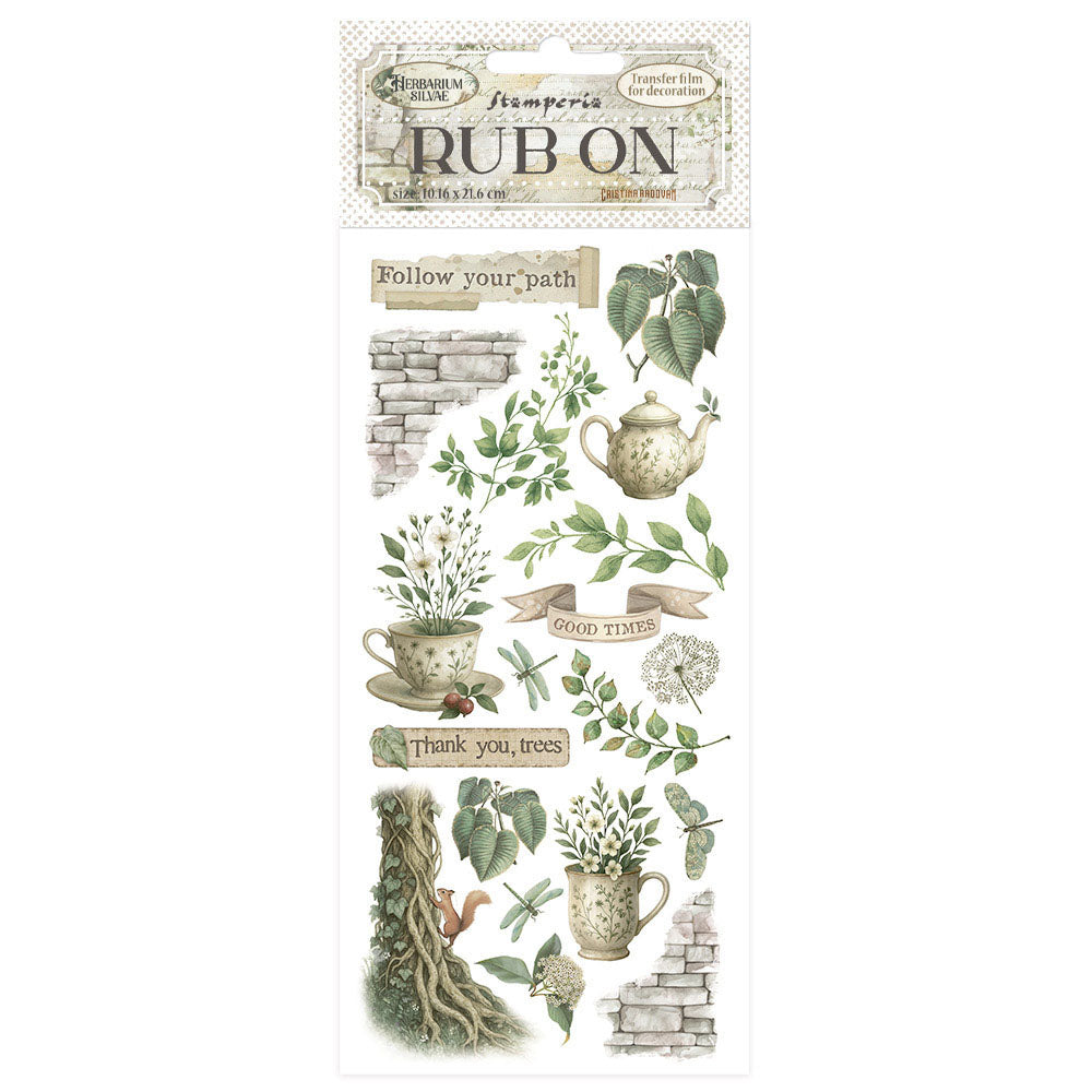 Stamperia Herbarium Silvae TEA TIME RUB ON Rubon Sheet