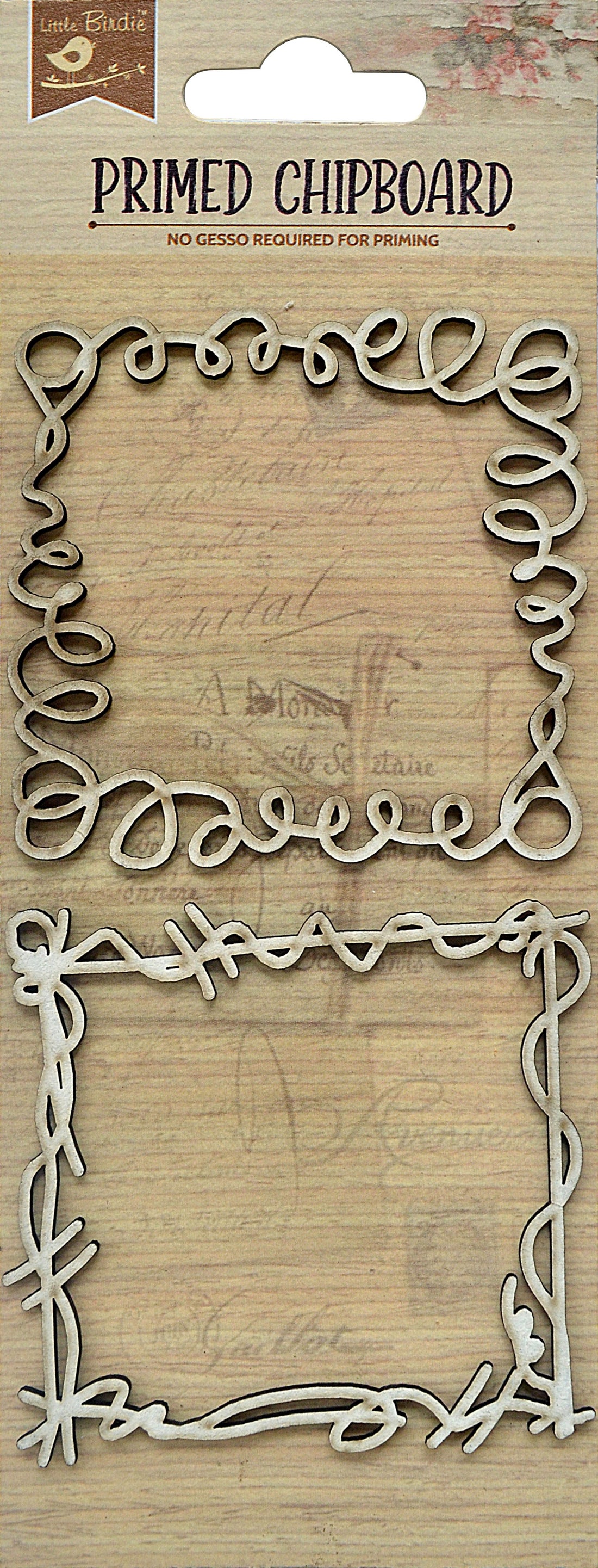 Little Birdie Primed Chipboard DOODLE FRAME 2pc