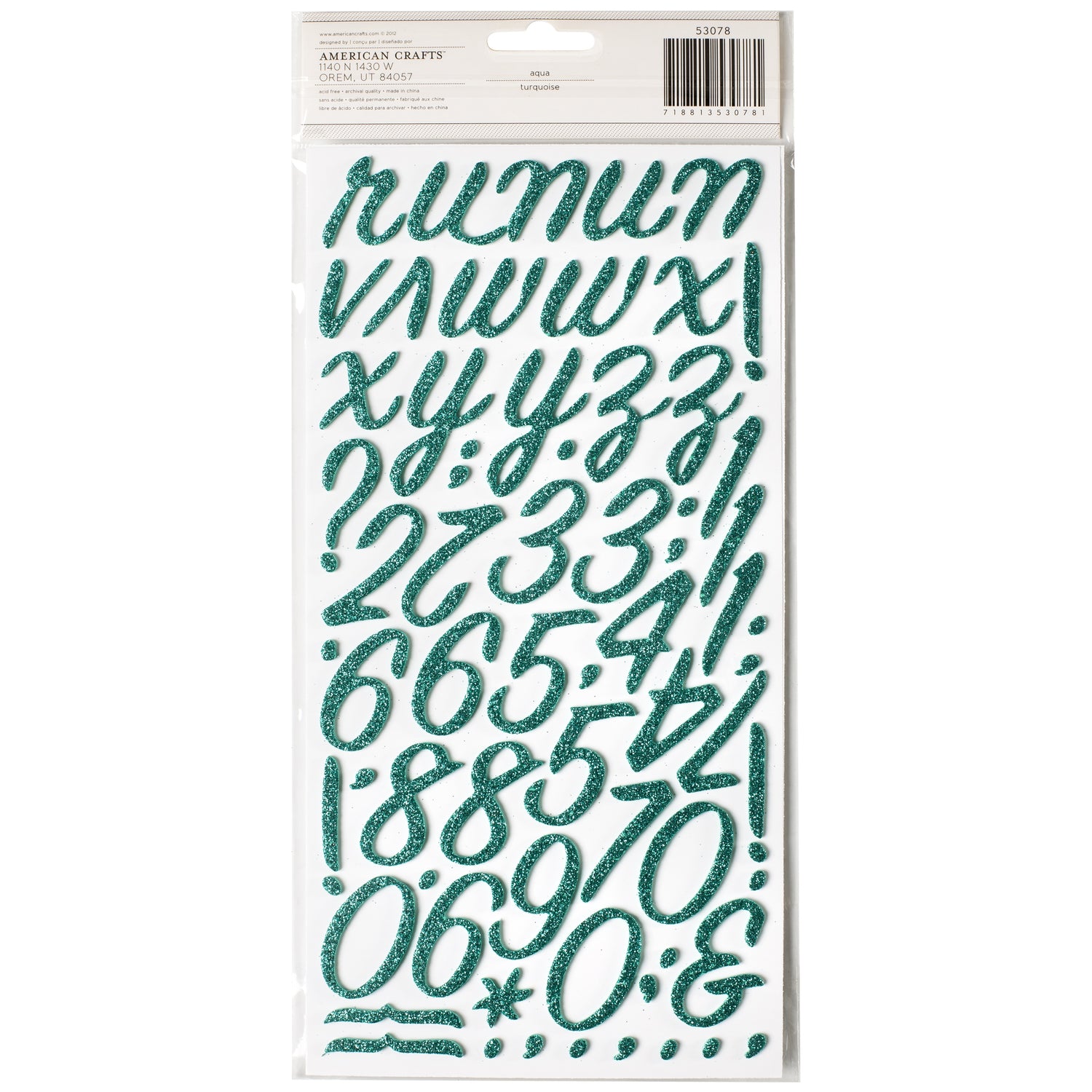 Thickers RAINBOOTS AQUA Glitter Foam Letter Stickers