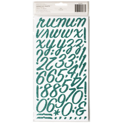 Thickers RAINBOOTS AQUA Glitter Foam Letter Stickers