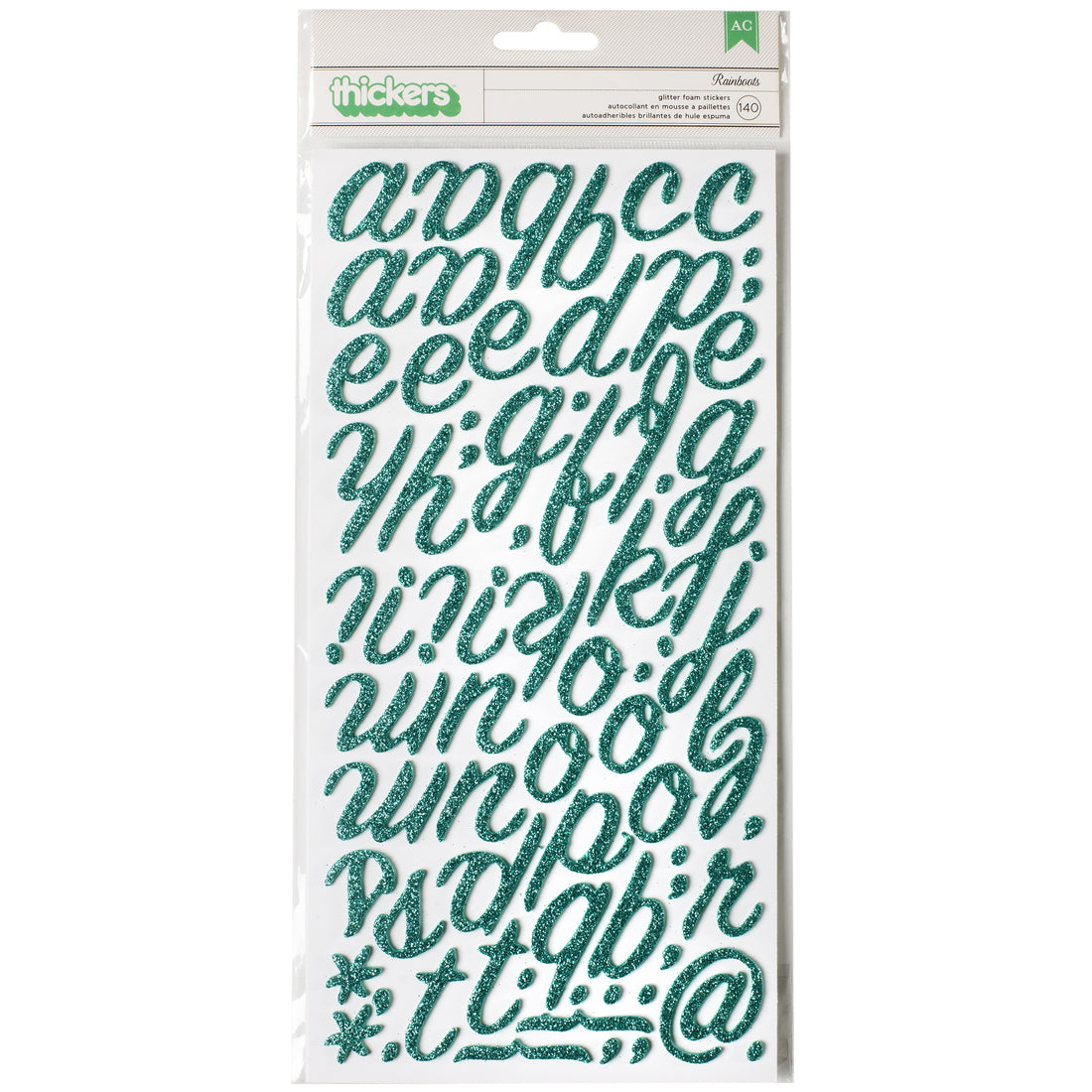 Thickers RAINBOOTS AQUA Glitter Foam Letter Stickers