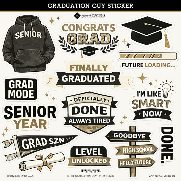 Scrapbook Customs GRADUATION GUY 12”X12” Sticker