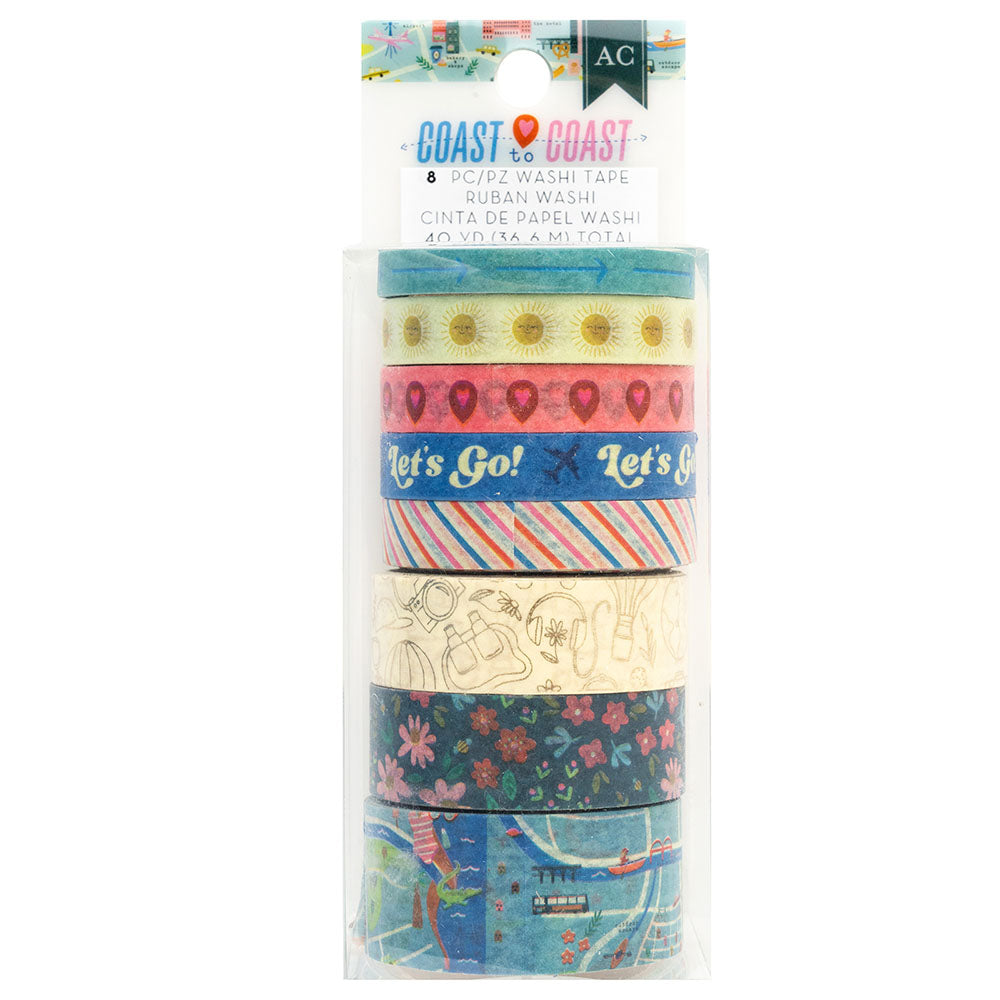 American Crafts COAST TO COAST Washi Tape 8 Rolls
