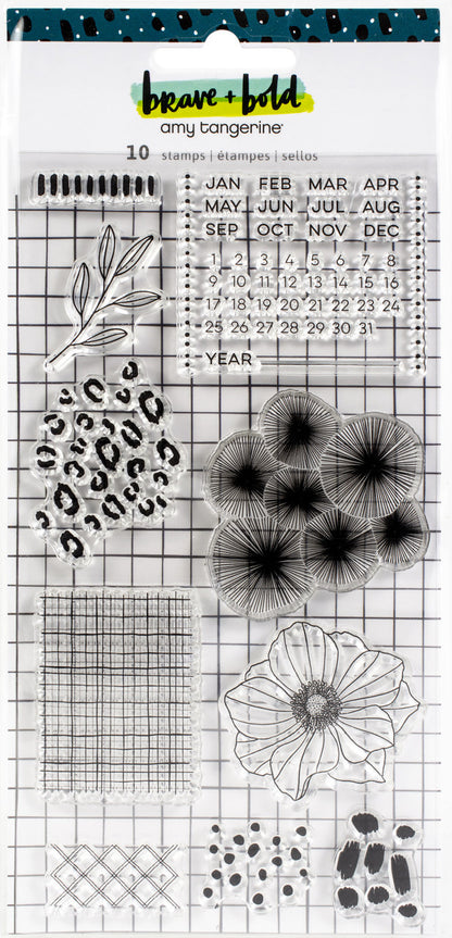 Amy Tangerine BRAVE &amp; BOLD Clear Stamps 10pc